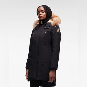 Moose Knuckles midlength fox fur parka